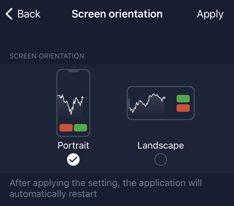 Select the preferred screen orientation: portrait or landscape Select the preferred screen orientation: portrait or landscape